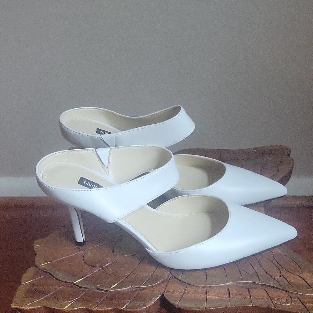 Nine West Women's White Mule Heels